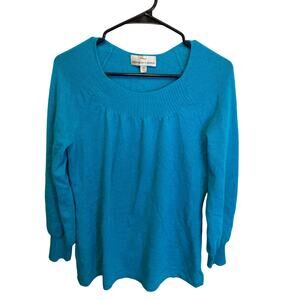 Precious Fibers Blue Long Sleeve Babydoll Style Cashmere Sweater XS